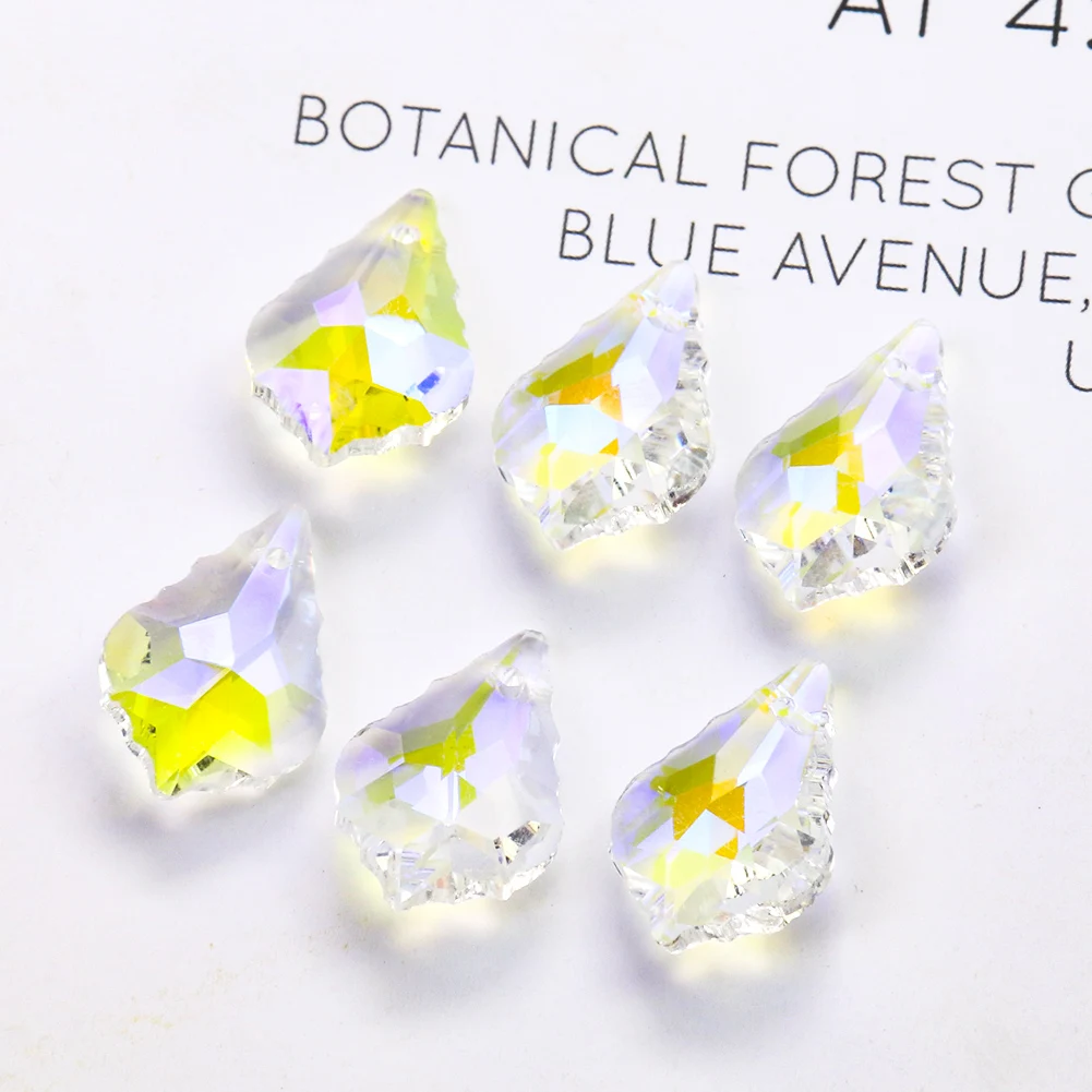 5pcs Colour Crystal Maple Leaf Charms Polished Prism Glass Beads for Jewelry Making Necklace Earrings DIY Handmade Accessories