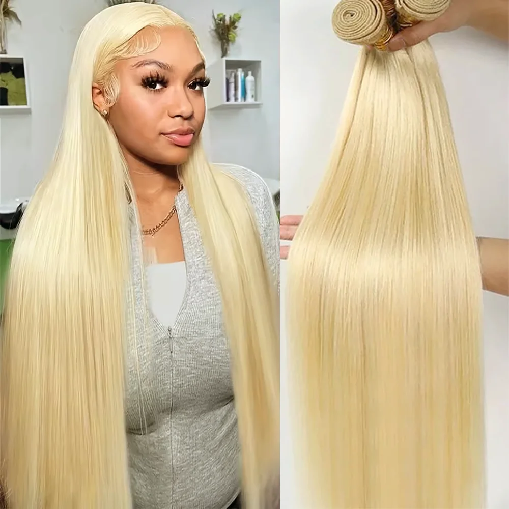 

10 20 30 40 Inch Honey Blonde Stright Hair Bundles Blonde 613 Hair Weave Bundles Brazilian 100% Human Hair Extensions 1/3/4 PCS