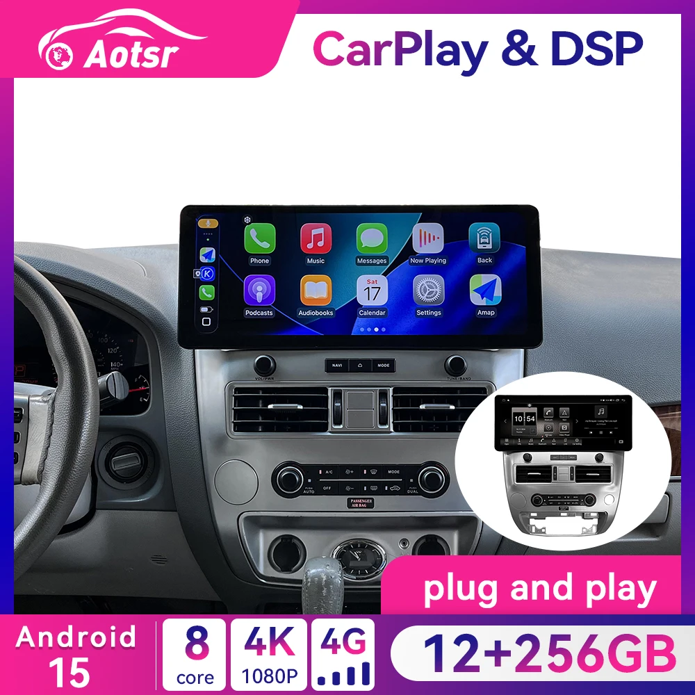 Central Multimídia Automotiva 12.3 Polegadas para Infiniti QX56/Nissan Armada 2008 - 2012 Android 15 BT5.0 CarPlay Sem Fio Android Auto GPS Áudio de Alta Resolução