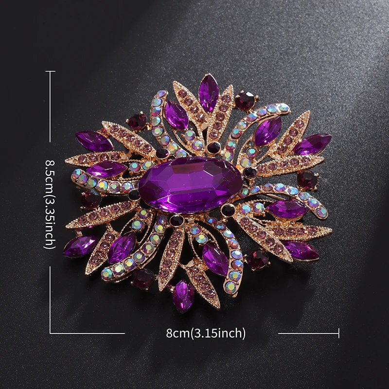 Exquisite Gorgeous Crystal Flower Brooch Women Elegant Fashion Banquet Jewelry Gift