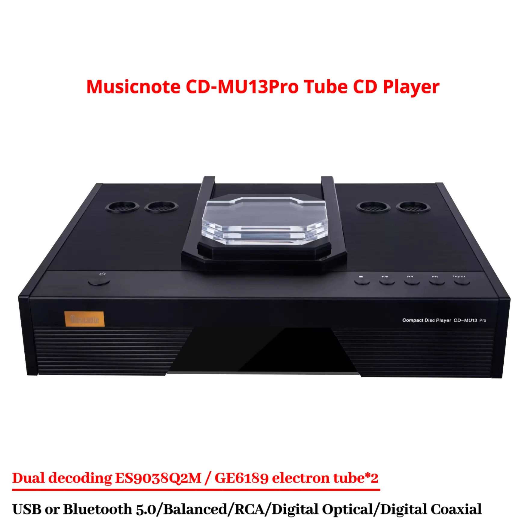 

Musicnote CD-MU13Pro Fever Tube CD Player, Tube, Balanced Output, Coaxial Input DAC, Home Audio,ES9038Q2M Decoder Chip,Bluetooth