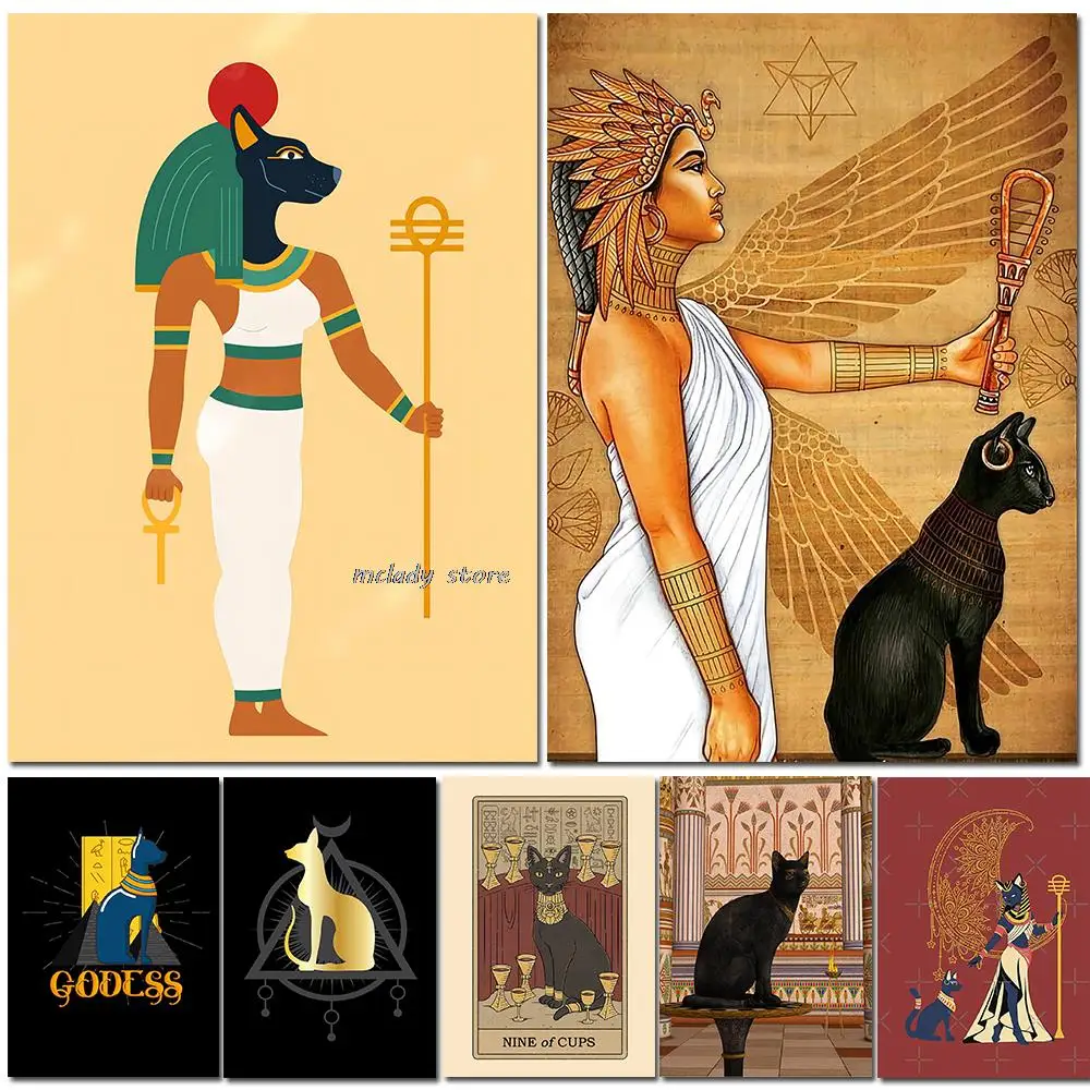 Bastet Egyptian Cat Goddess Posters Vintage Kraft Paper Room Home decor Bar decoration maison Art Wall Painting