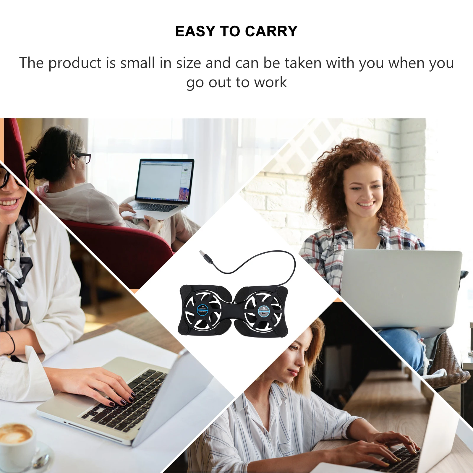 

Foldable Laptop Cooler Notebook Fan 4 Protective Pads 70mm Large Heat Dissipation USB Powered Cooling for Computer