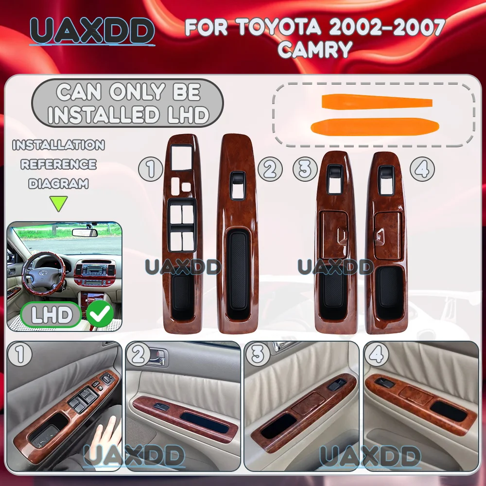 Glass Lifter Cover Plate For Toyota 2002-2007 Camry LHD Window Left Control Switch Cover Panel Frame Button Car Accessories Kit