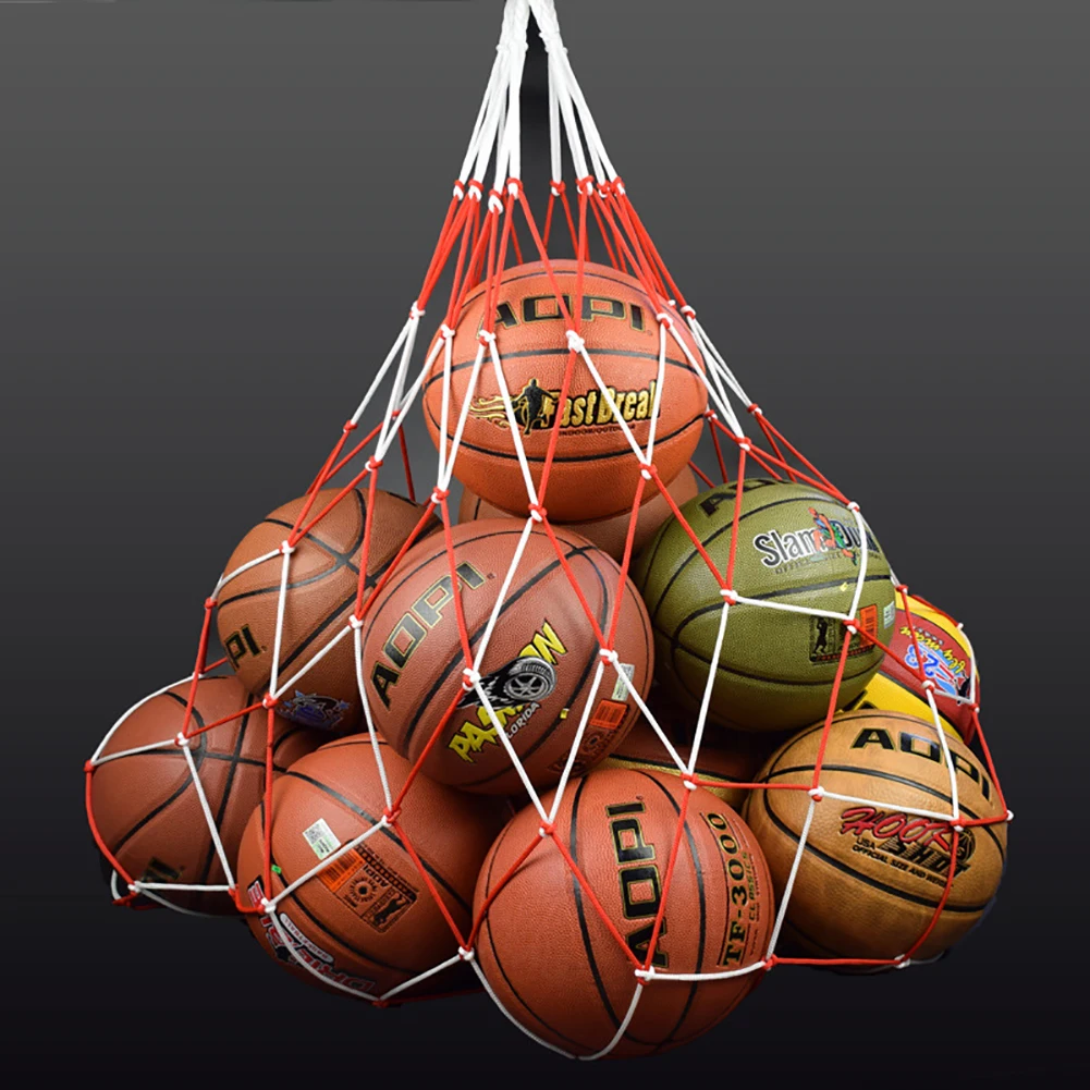 Bolas transportar saco de rede contém 10 bolas equipamentos esportivos portáteis saco de armazenamento de basquete para basquete futebol vôlei