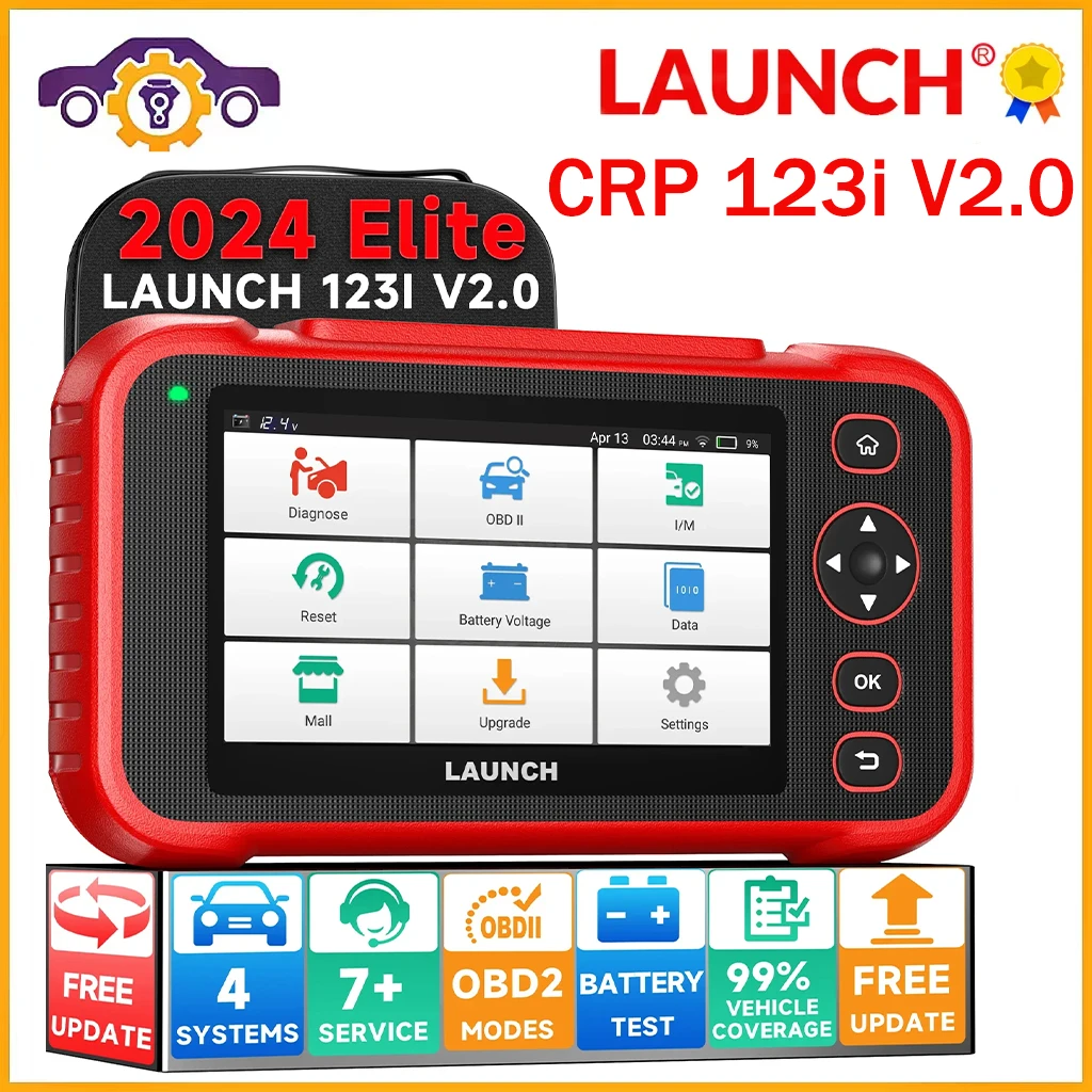 Launch X431 CRP123i V2.0 Car Diagnostic Tools ABS SRS Engine AT 4 System with 7 Service Lifetime Free Update OBD2 scanner