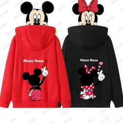 MINISO Cartoon Mickey Minnie ​Donald Duck Autumn Winter Long Sleeve Cotton Hoodie Women Men Sweatshirt Oversized Couple Tops