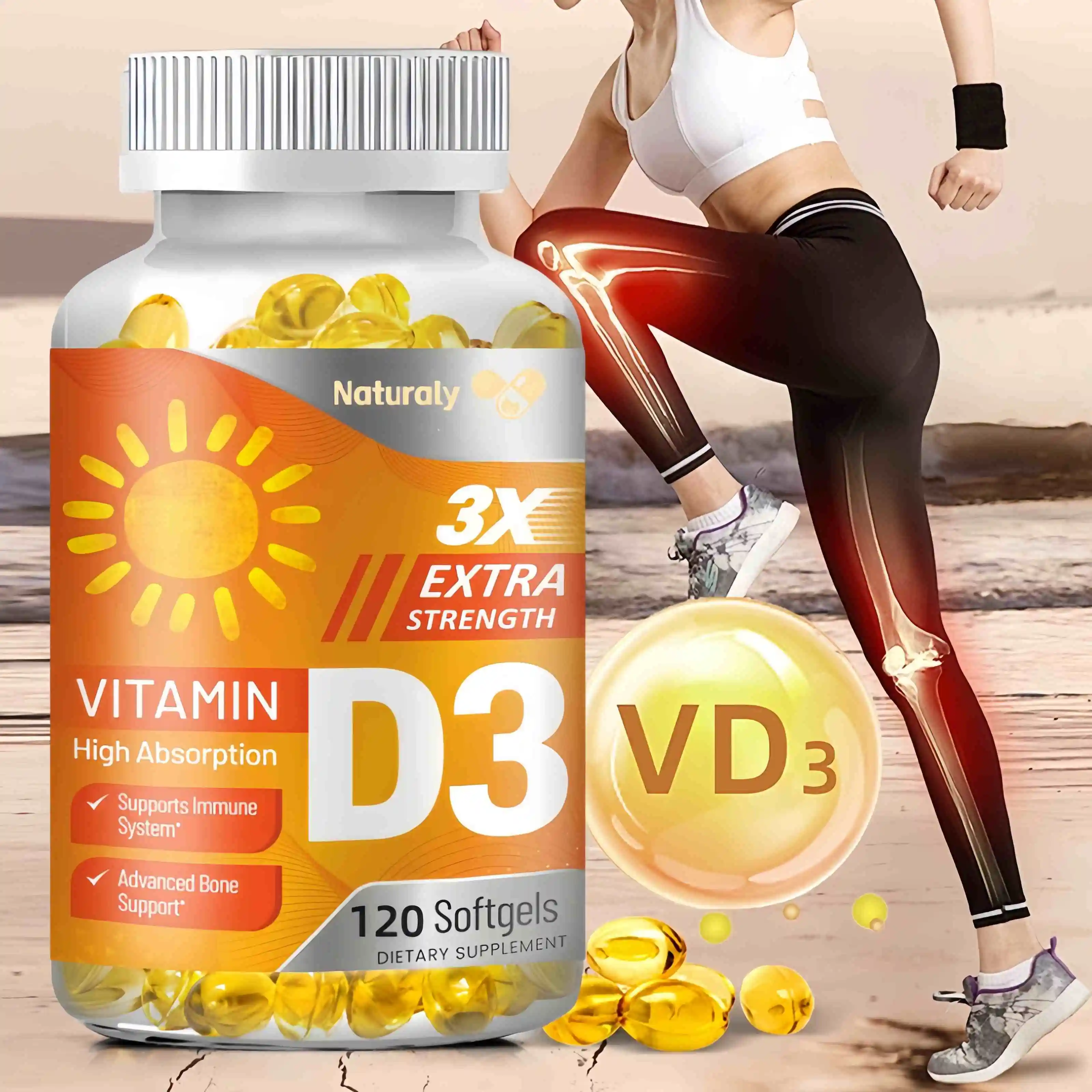 

Vitamin D3 Capsules Supports Healthy Bones, Mood & Immune System Function