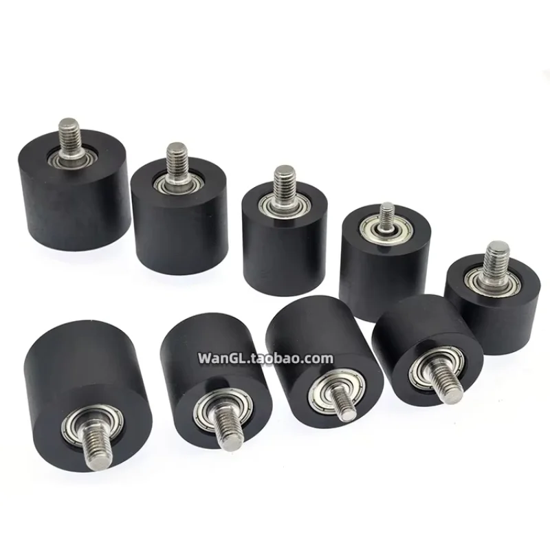 1Pc PU lithium encapsulated battery equipment cantilever conveyor belt silent guide wheel threaded bearing pulley