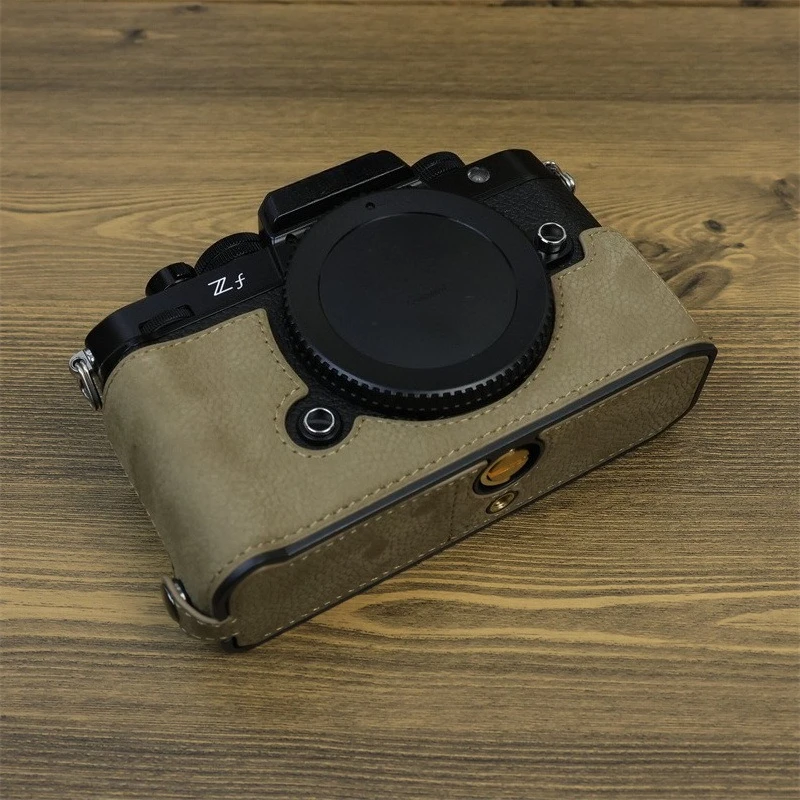 

For Nikon ZF retro leather camera bag protective cover zf handle half cover base case