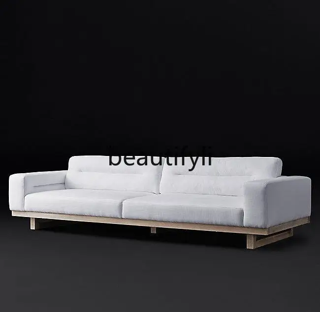 

Italian Style Modern Minimalist Light Luxury Sofa French Country Vintage Solid Wood Furniture Linen Fabric