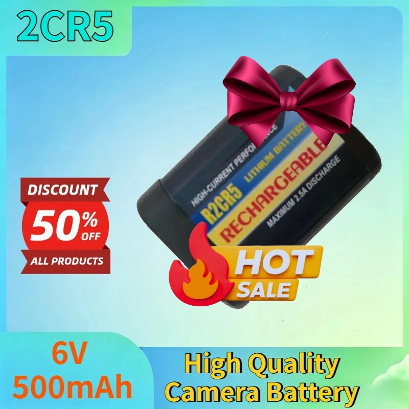

Newest 2CR5 6V 500mAh Lithium-ion Rechargeable Battery for Canon R2CR5 EOS 1 EOS 3 High Quality Camera Battery with Charger