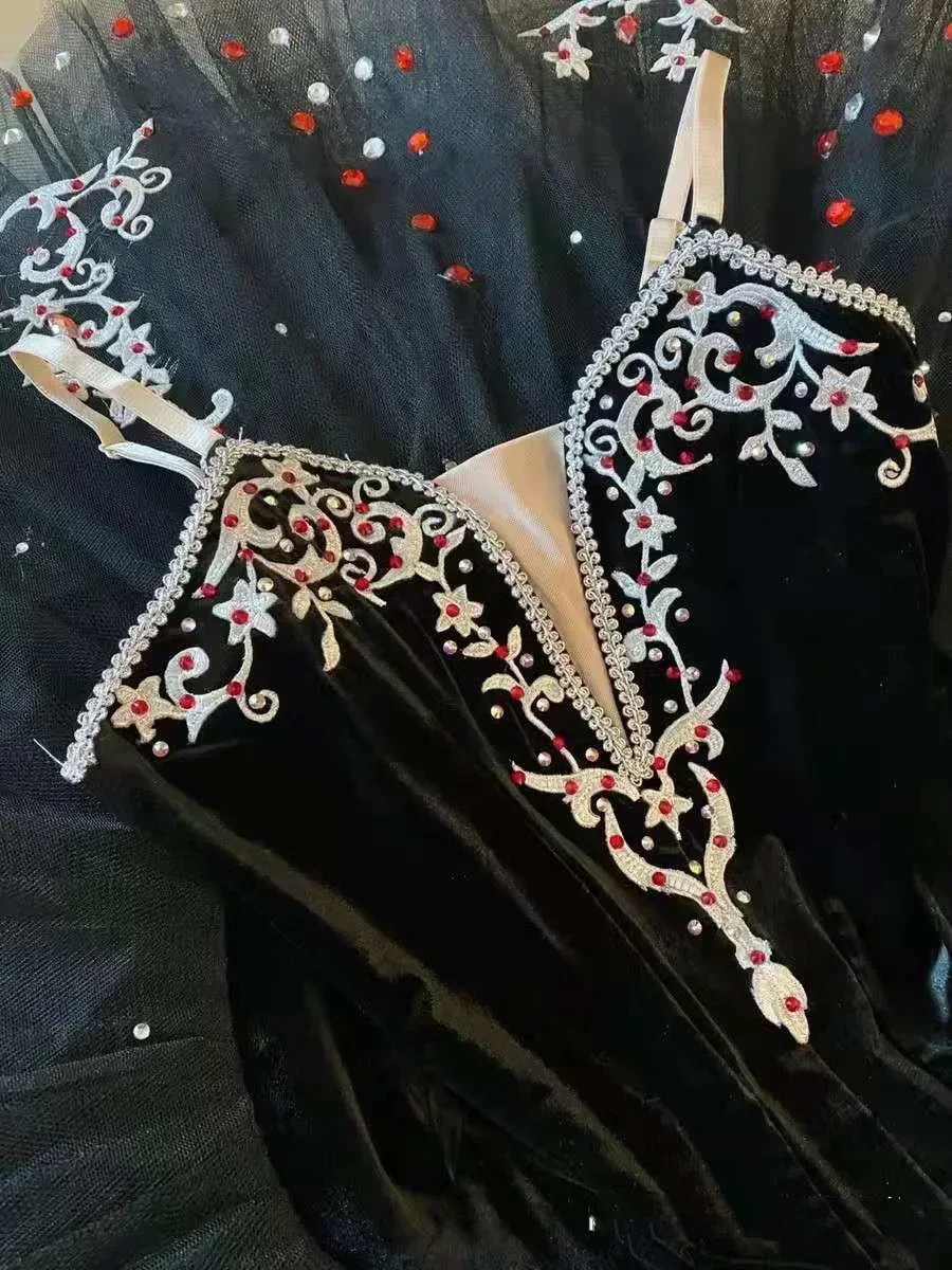 

Балетное платье-пачка «Черный лебедь», профессиональная танцевальная одежда для выступлений, балетное трико, костюм для сценического шоу, детские юбки-пачки с блестками для девочек