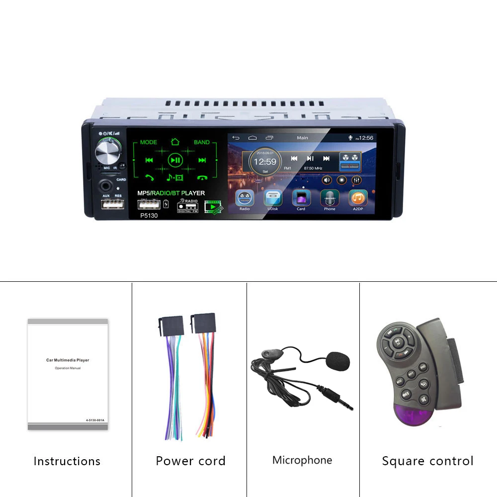 Rimoody 1Din 4.1 ''راديو ستيريو بالسيارة HD شاشة تعمل باللمس سيارة مشغل MP5 FM RDS AUX بلوتوث عجلة القيادة التحكم مشغل وسائط متعددة #6