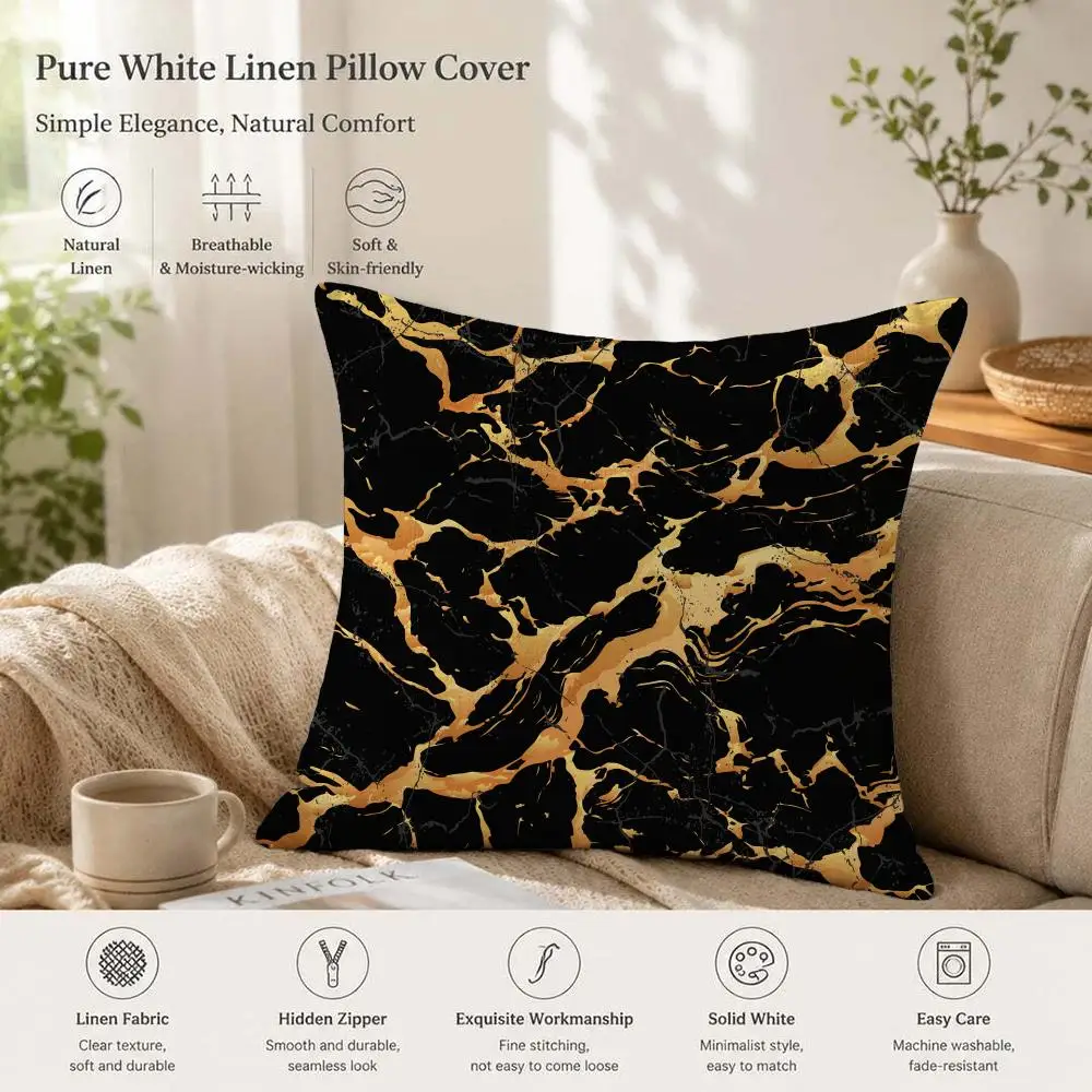 Abstract Line Pattern Cushion Cover Natural Linen Pillow Case Organic Fabric Double Sided Print Sofa Home Decor Gift