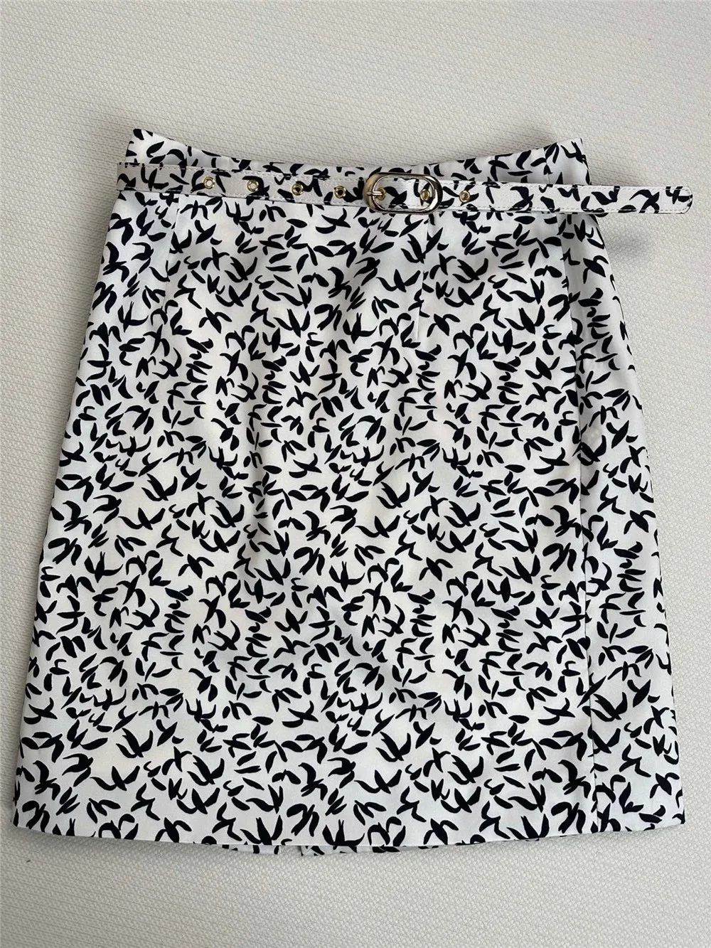 Elegant Fashion Printed High Waist Straight Skirt Mid-Length Slit Casual Skirt Woman Clothing