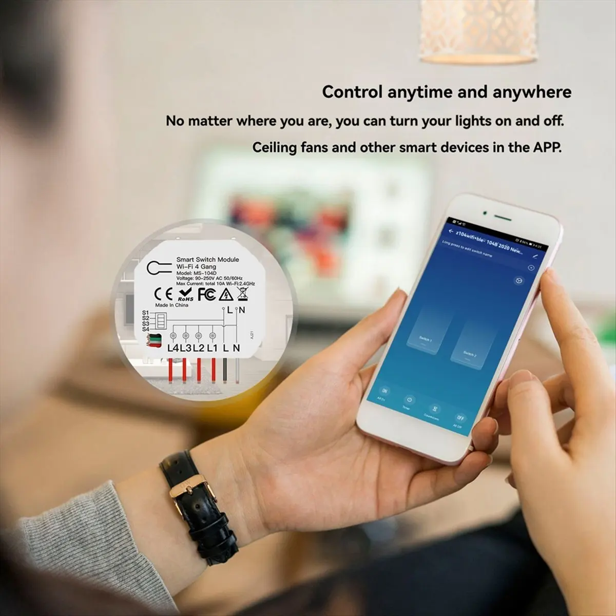 2Pcs 4 Way Smart WiFi Switch Module Tuya Smart Light Control Switch App Remote Control Dimmer Curtain Switch