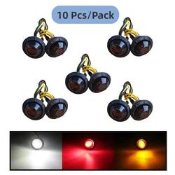 10Pcs Small Round Smoked Truck Clearance Lights 12V Trailer Side Marker RV Van Pickup Truck Red White Amber Signal Lights