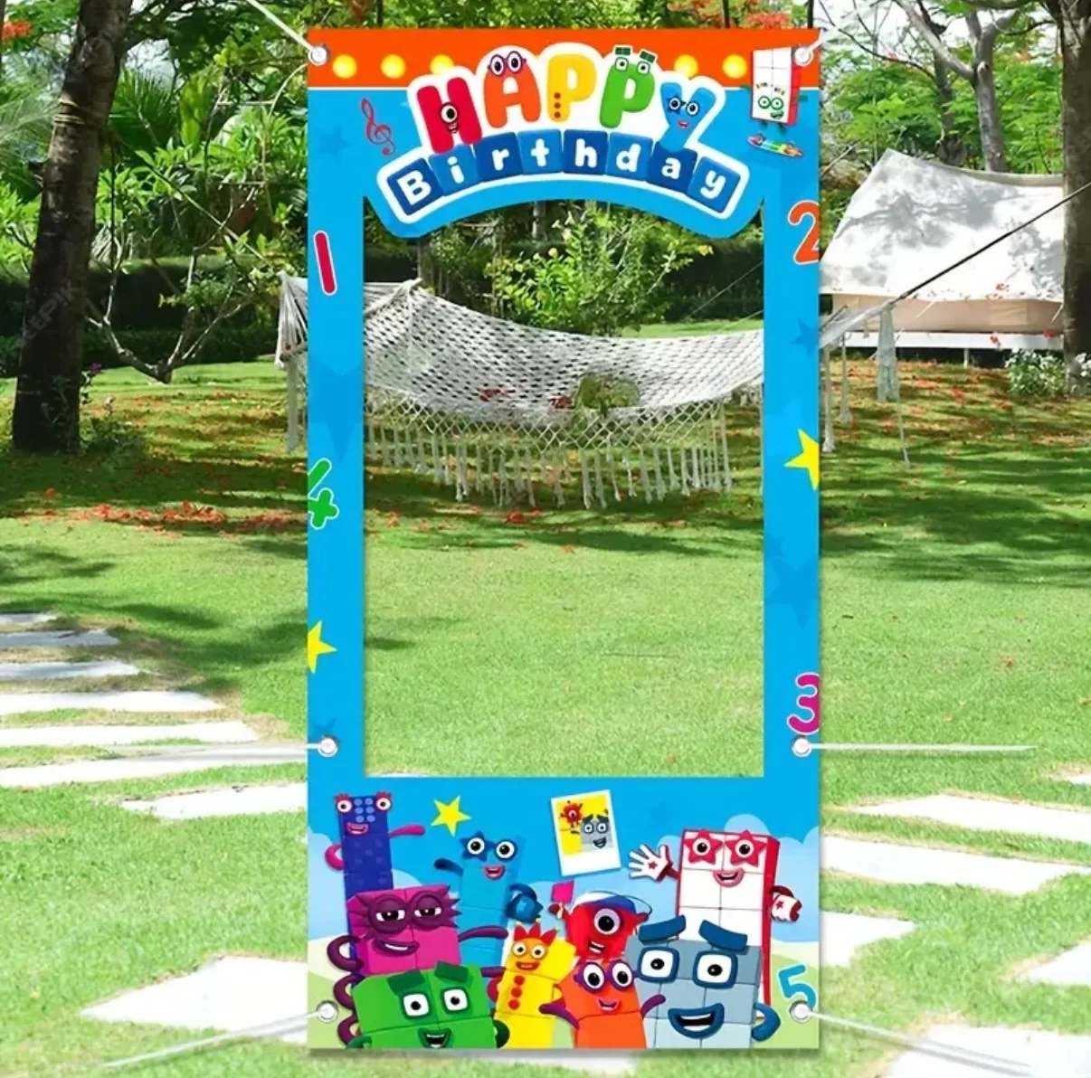 Cartoon Number character hollowed out photo booth props  Number building blocks Banner birthday party decor  fun photography