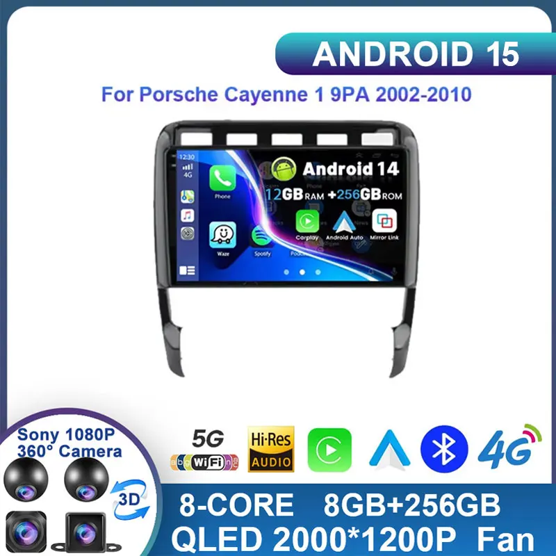 راديو سيارة أندرويد 15 لبورشه كايين I 1 9PA 2002 2003 2004 2005 -2010 ملاحة GPS مشغل فيديو الوسائط المتعددة ستيريو WIFI + 4G #1