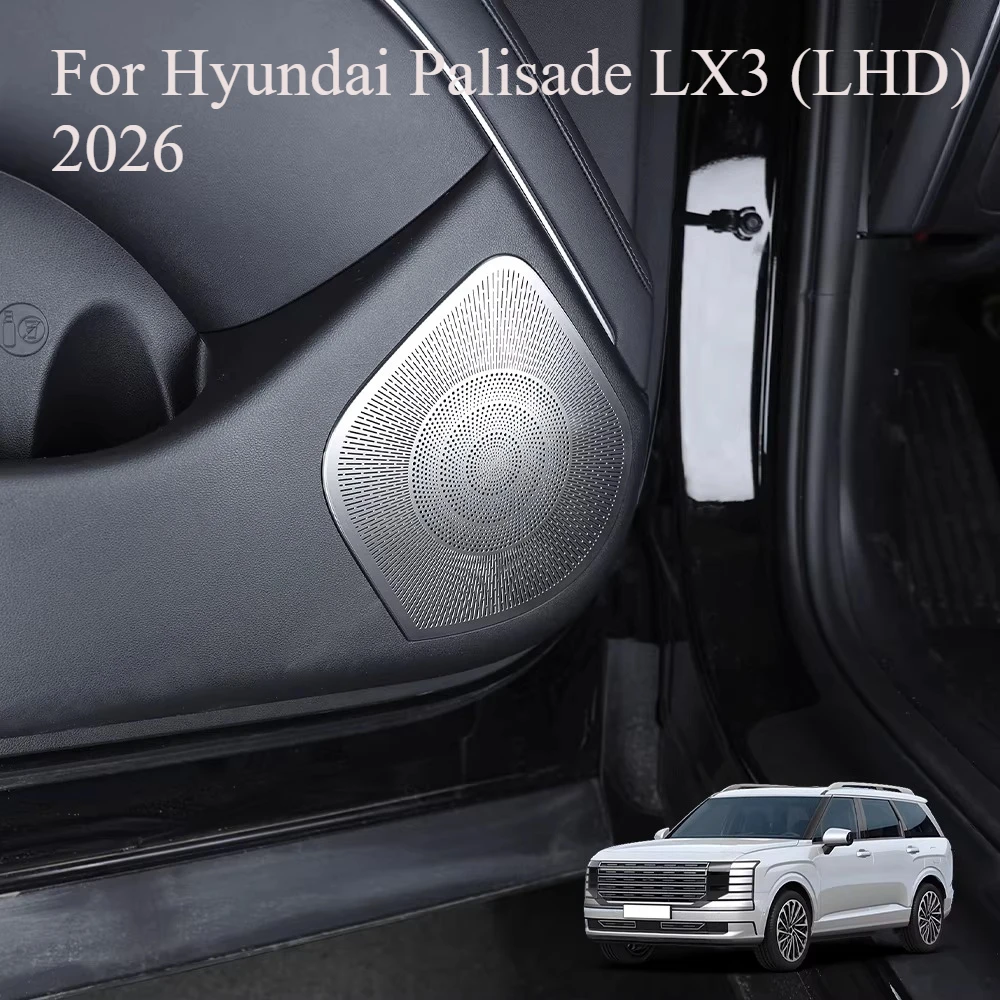

Для Hyundai Palisade LX3 (LHD) 2026, автомобильный громкоговоритель из нержавеющей стали, украшение, дверной звуковой сигнал, защитная сетка для динамика