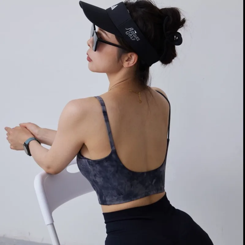 

New Women's High-End Tie Dye Yoga Sports Bra Breathable Soft Camisole Gym Crop Tops Workout Vests Underwears Fitness Clothing