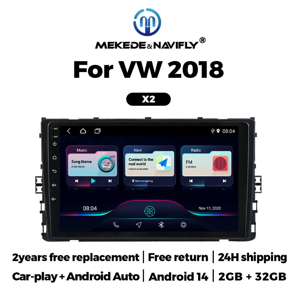 Android 14 Car Radio Stereo for VW Volkswagen MQB POLO VI Jetta MK7 2018-2020 2021 Multimedia Video Player GPS WIFI Carplay Auto