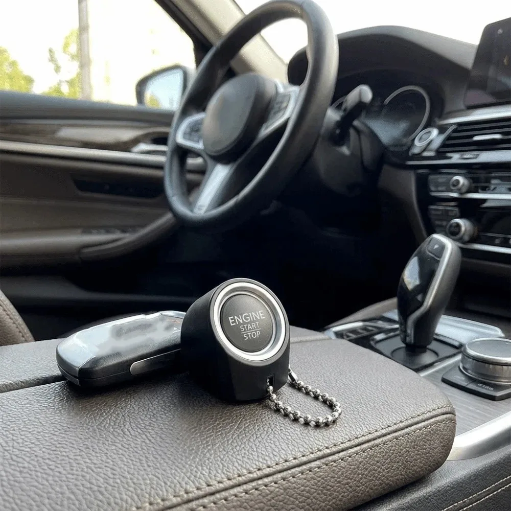 Cartoon Simulation Car Engine Ignition Sound Keychain Sturdy Metal Key Ring Button Press Mini Ignition Device Model