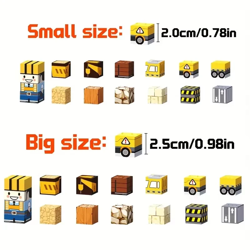 2.0cm 자석 블록 자석 조립 블록 자석 블록 트랙이 있는 도로 건설 차량 STEM 조립 장난감