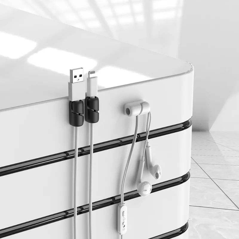 10/1Pcs Cable Clips Desktop Cable Management Self-adhesive Silicone Practical Power Cord Clamp Fixed Buckles for USB Cable Wire