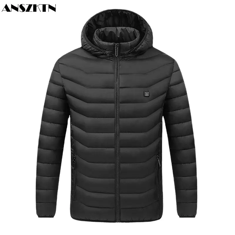 

1 ANSZKTN New Arrivals Heated Jackets Outdoor Coat USB Heating Hooded Winter Thermal Warmer Jacket