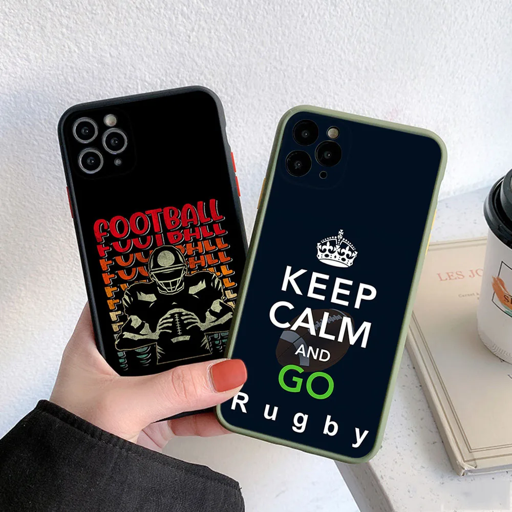 Skin Feel Translucent Phone Case For iPhone 16 Pro Max 15 14 13 12 11 7 8 Plus SE Mini XR Rugby Tennis Frosted Black Cover