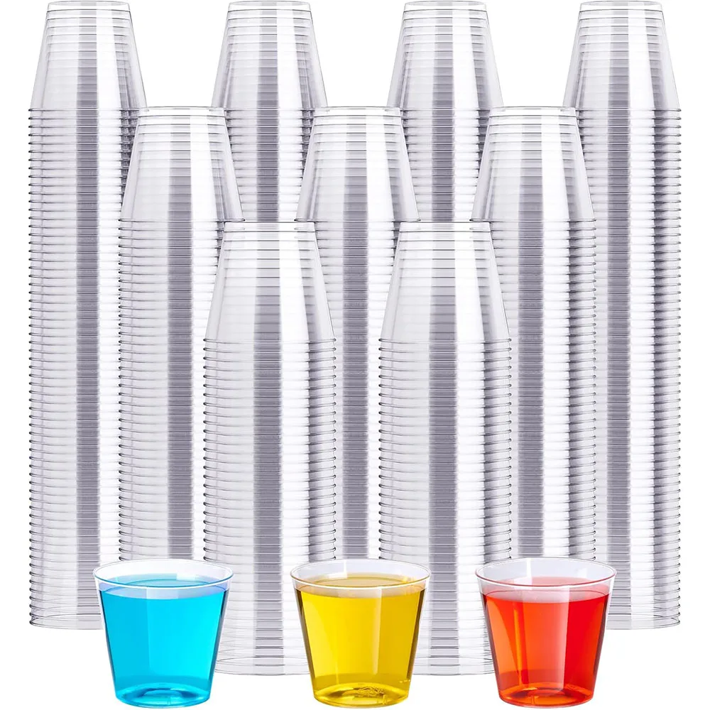 1OZ Schnapsgläser aus Kunststoff, Einwegbecher, Probierbecher, Partybecher, perfekt für Whisky, Weinproben, Lebensmittelproben und Partys