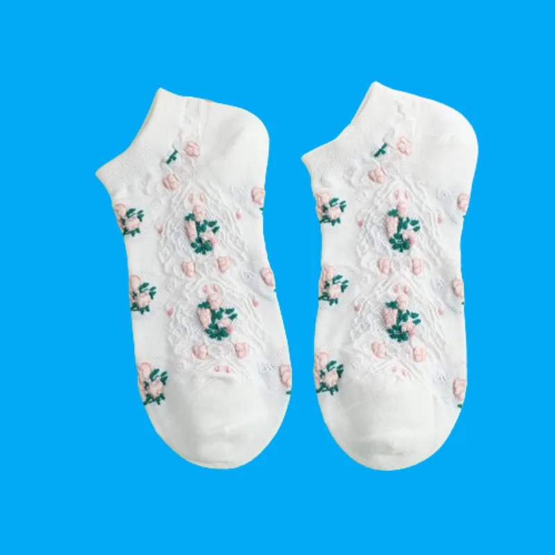 5/10 Paare hochwertige Damen Spitze kurze Socken Retro Früchte weiß dünne Mesh Boot Socken Student Mädchen flachen Mund Frauen Socken