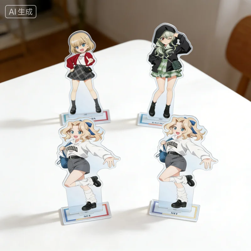 Anime Girls und Panzer Cosplay 15cm Acrylic Stand Model Keychain Prop Decor Cartoons present Souvenir Animation Peripheral