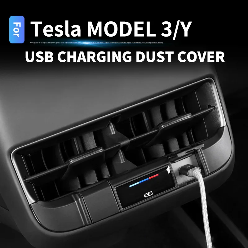 

Rear exhaust air outlet charging USB protective cover accessories to decorative car supplies For Tesla Model Y 3 2021 2022