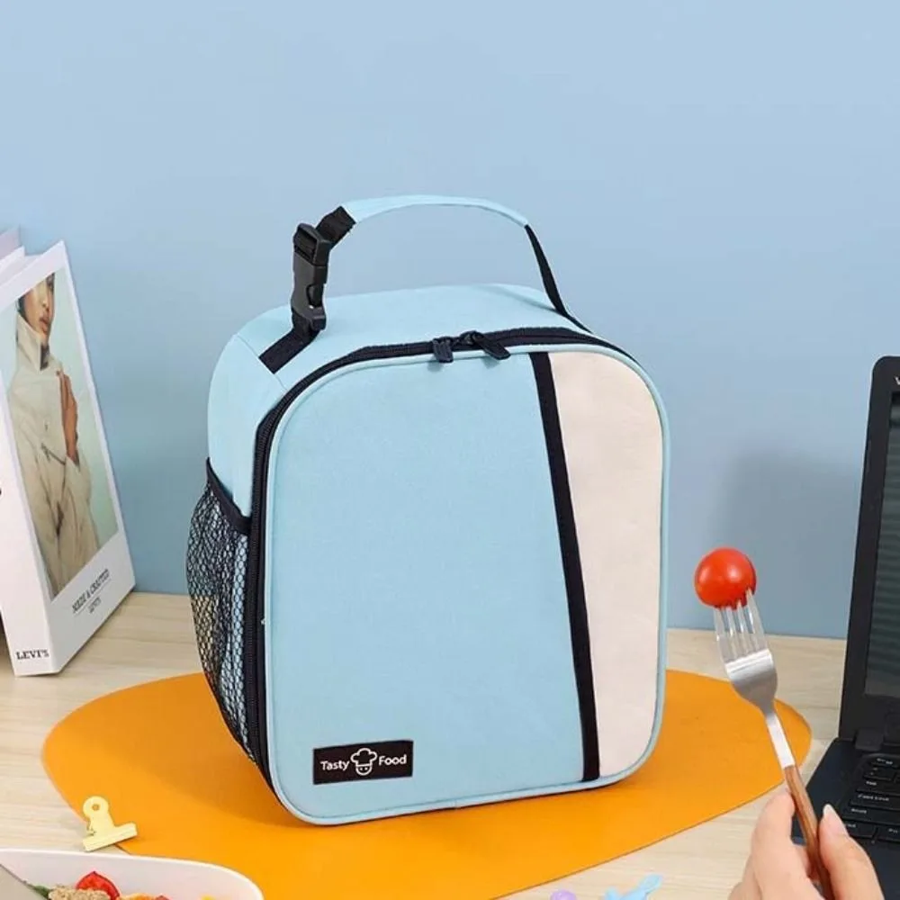 حقيبة غداء معزولة عمودية من رقائق الألومنيوم لون الدوبامين حقيبة عزل حراري قابلة لإعادة الاستخدام بسحاب مزدوج حزمة وجبة في الهواء الطلق #3