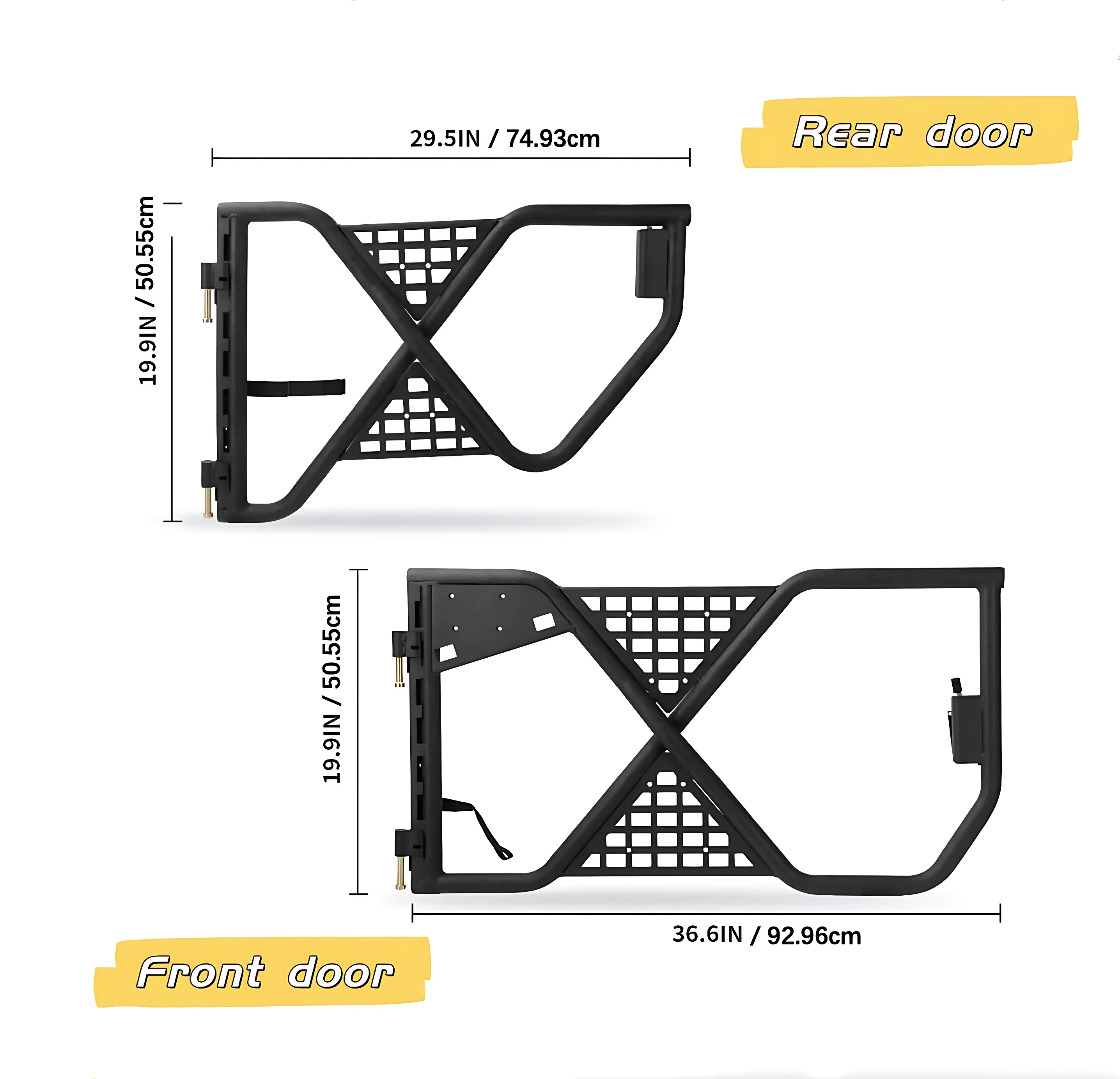 Rugged Tube Doors for Jeep Wrangler JK/JKU 4-Door Models: Safari-Ready Half Doors with Rearview Mirror for Off-Road Adventures