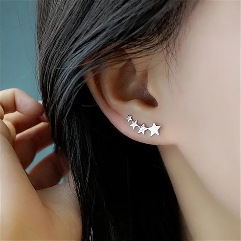 Fashion Star Piercing Stud Climber Earrings For Women Party Wedding Jewelry Hypoallergenic  Jewelry