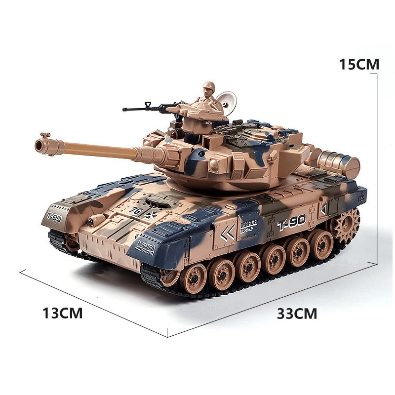 Rc Tank Shoot Bullet 300° Rotation Turret Electronic Remote Control Tank With Sound LED Up and Down Gun Barrel Kid Birthday Gift