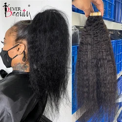 Extensiones de cabello humano rizado para niñas negras, cinta Yaki gruesa, mechones de pelo brasileño, microenlaces, Ever Beauty