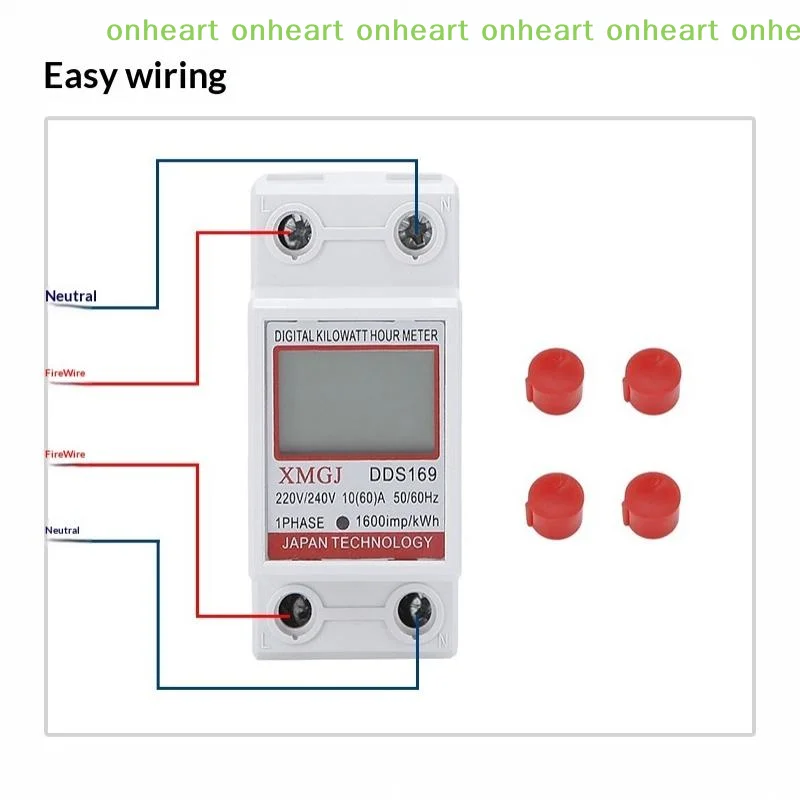 [C]220V Single Phase KWh Electric Energy Meter Low Power Consumption Submeter for Garage Store Home Power Tracking