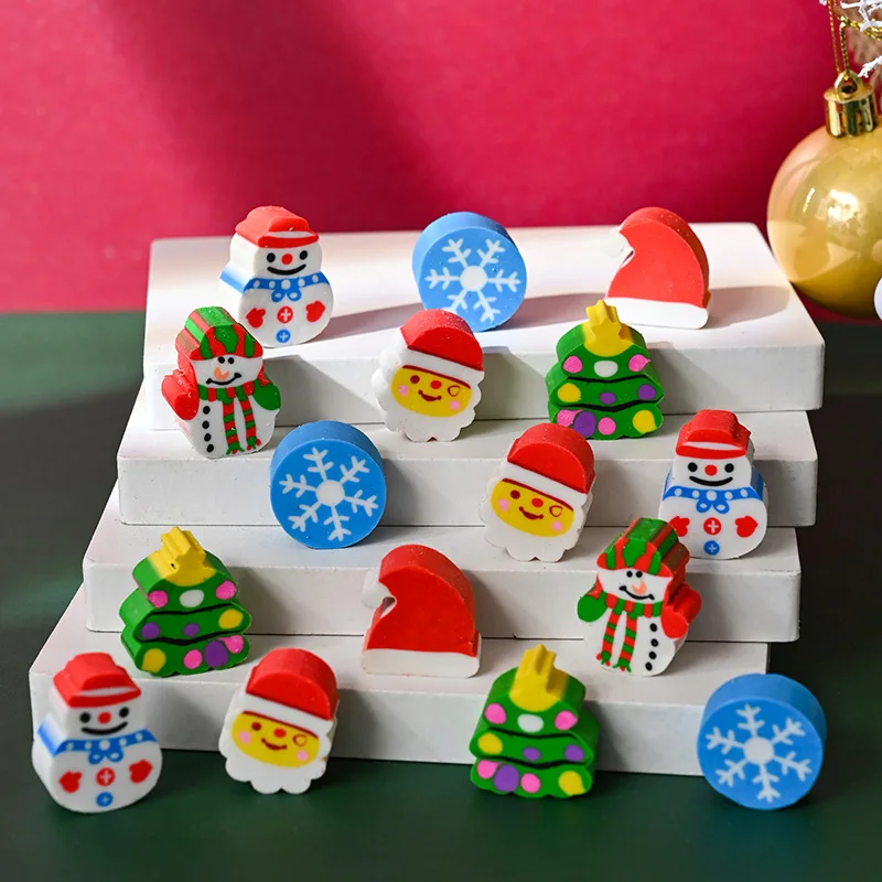 الكرتون سانتا كلوز شجرة عيد الميلاد المطاط مجموعة PVC زيبر حقيبة عيد الميلاد ممحاة فئة جائزة الطالب #3