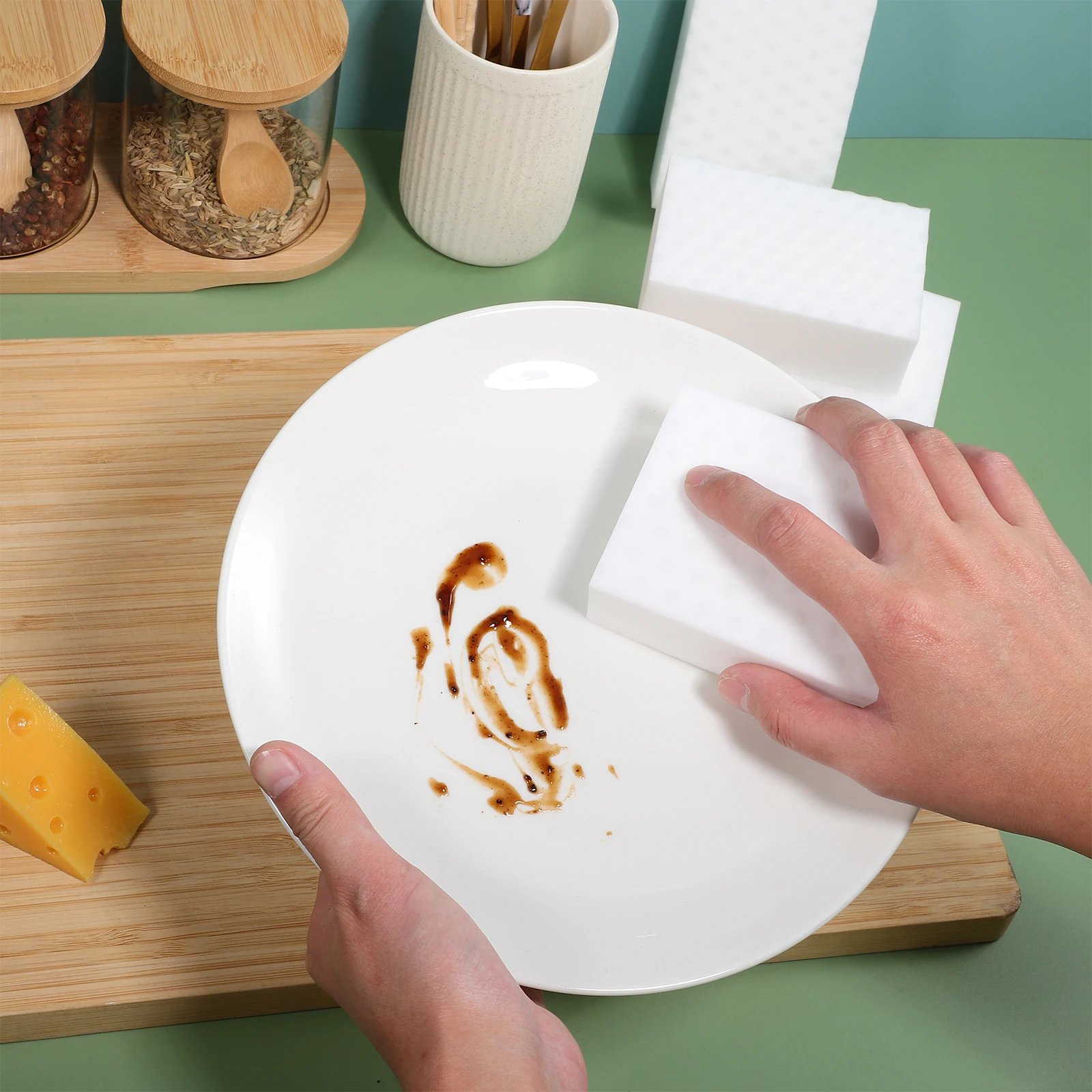 

12 Pcs Melamine Sponge Dishwashing Cotton 10x7x3 Compact Kitchen Cleaning Sponges For Dishes Multi Purpose Foam Household Use