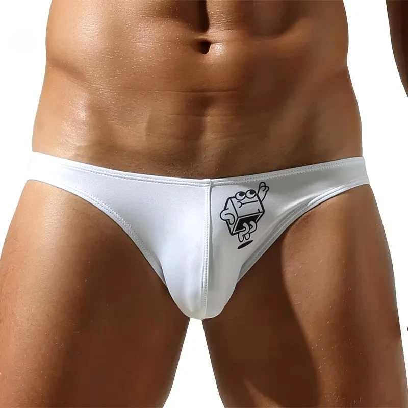 

Выпуклые трусы с мультяшным принтом для мужчин, нижнее белье с милым узором, мягкие удобные бикини, ультратонкие, мягкие, быстросохнущие, прохладные трусы