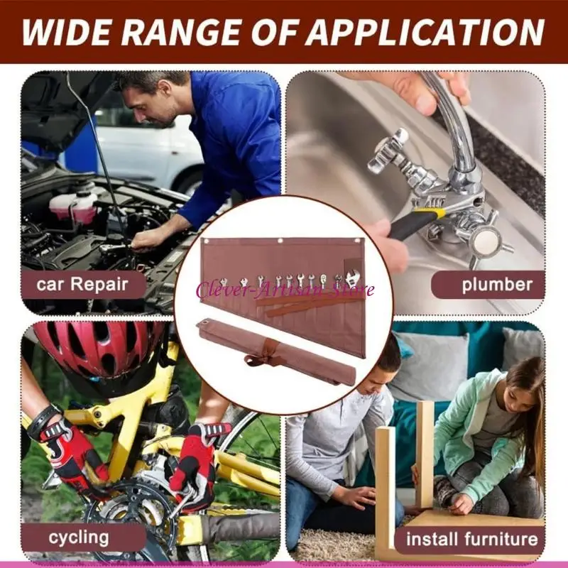 E06B 16 جيبًا لمفتاح الربط عالي التحمل لحقيبة تخزين الأدوات المترية SAE