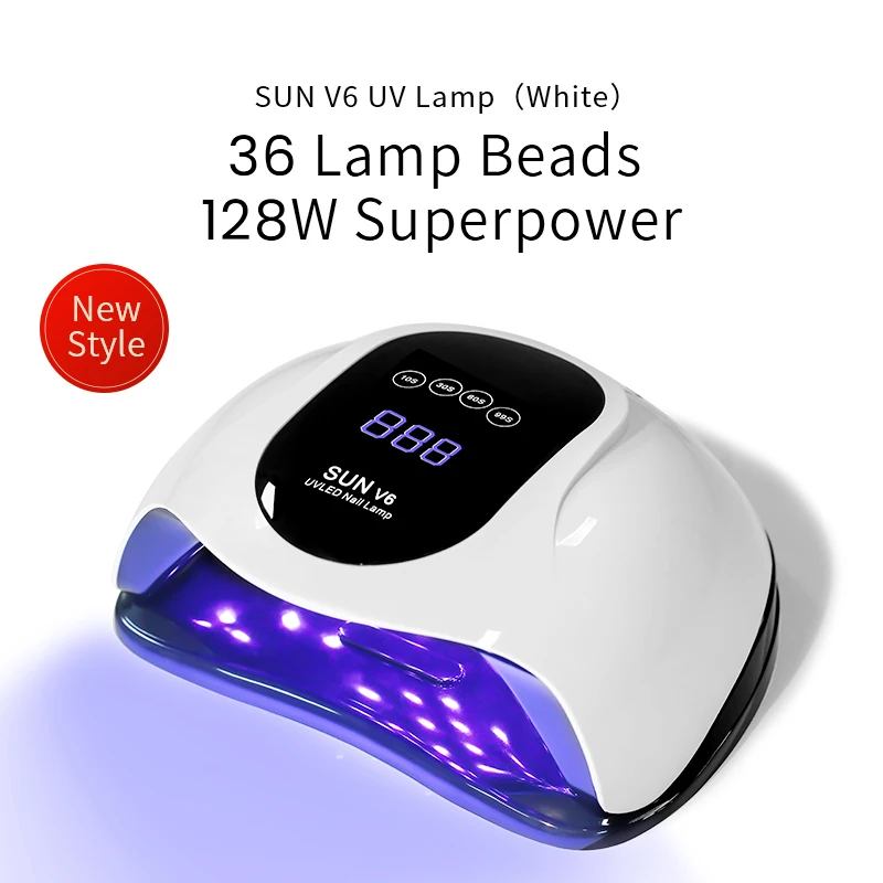 

SUN V6 UV LED Nail Lamp for Manicure 128W Gel Polish Drying Machine with Large LCD Touch Professional Smart Nail Dryer