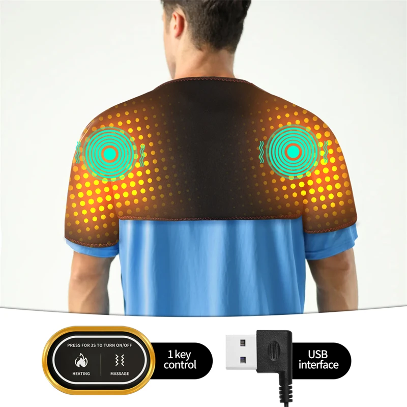 Carbon Fiber Heated Shoulder Support Shoulder Vibration Massager Relieves Frozen Shoulder Pain Mobility Issues Shoulder Recovery