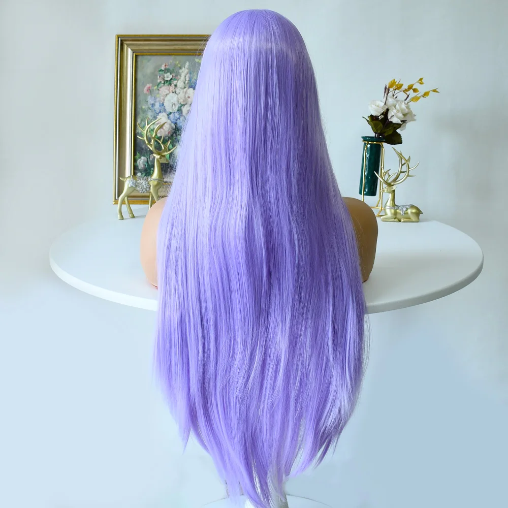 Light Purple Wig Long Silky Straight Free Part Synthetic Lace Front Wigs Heat Resistant Fiber Wig for Women Daily Party Cosplay