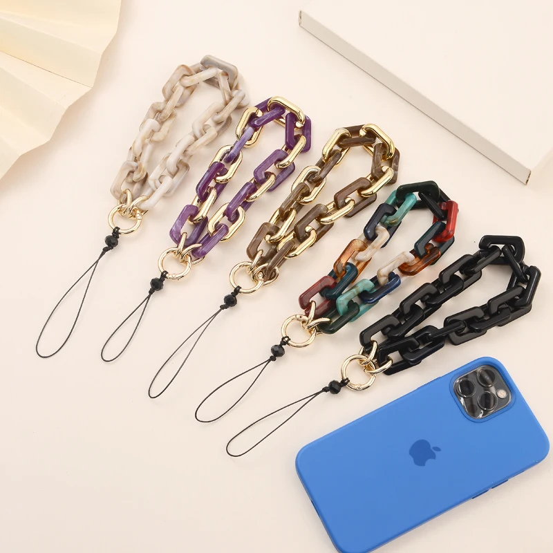 Fashion Metal Acrylic Ring Buckle Phone Lanyard For Women Lobster Clasp Anti-Lost Mobile Phone Chain Cellphone Strap Accessories